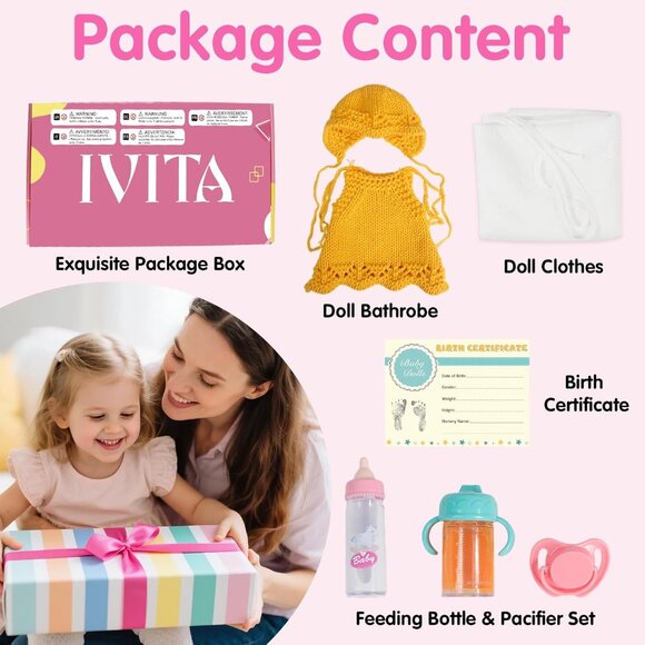 16 inch Realistic Full Silicone Baby Doll Girl Eye Closed Lifelike Reborn Girl - Picture 7 of 7